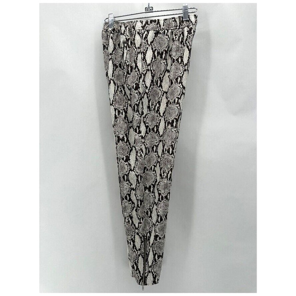 ALC Elijah Python Print Pants Size 2 Brown Ivory Ankle Zip Pull On Preppy Glam - Picture 10 of 12